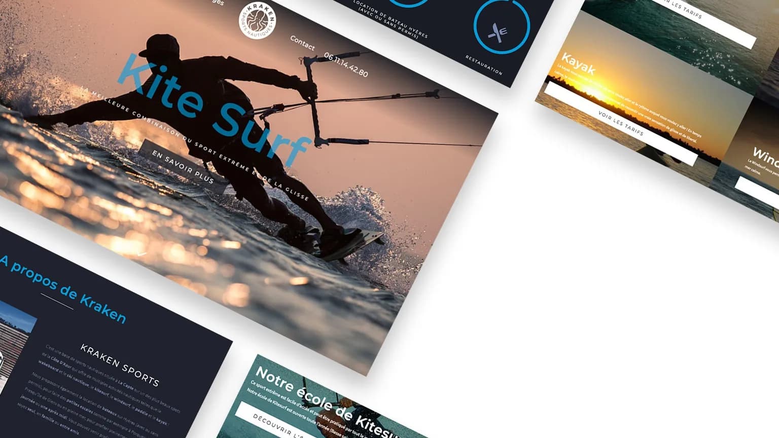 Kraken Sports Nautiques — Site vitrine pour école de kitesurf et sports nautiques à Hyères