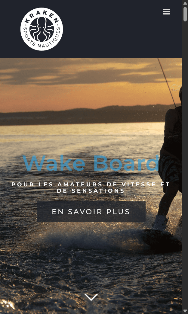 Aperçu mobile du site Kraken Sports Nautiques