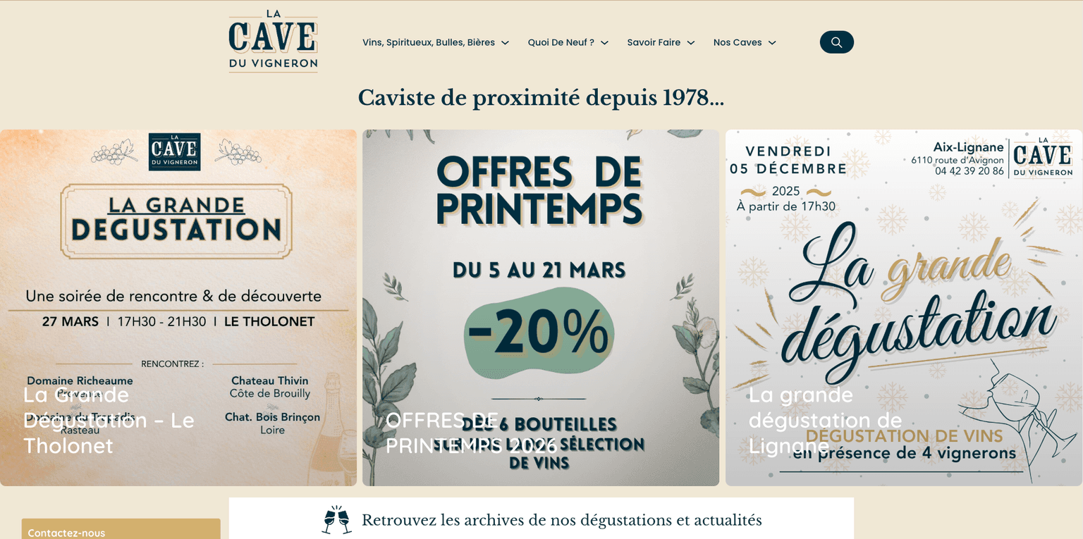 Aperçu desktop du site La Cave du Vigneron