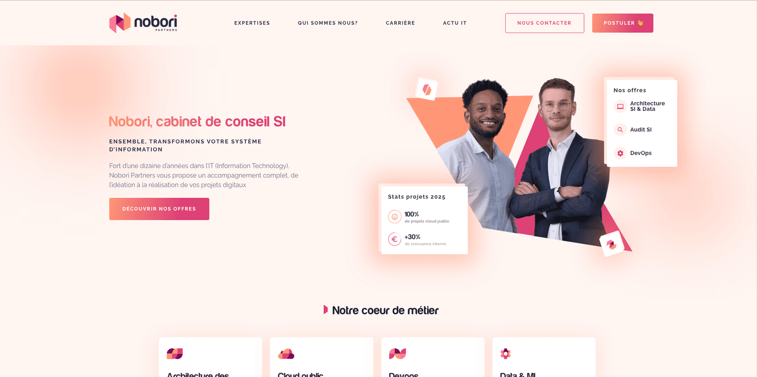 Aperçu desktop du site Nobori Partners