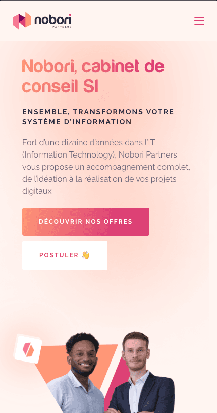 Aperçu mobile du site Nobori Partners