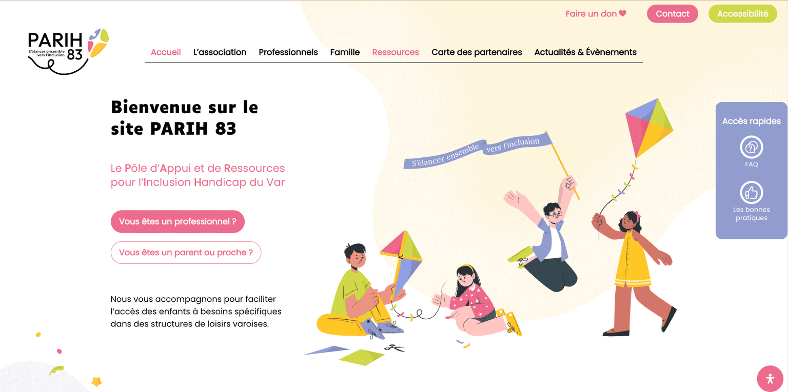 Aperçu desktop du site PariH