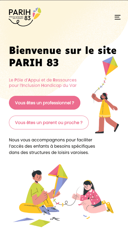 Aperçu mobile du site PariH