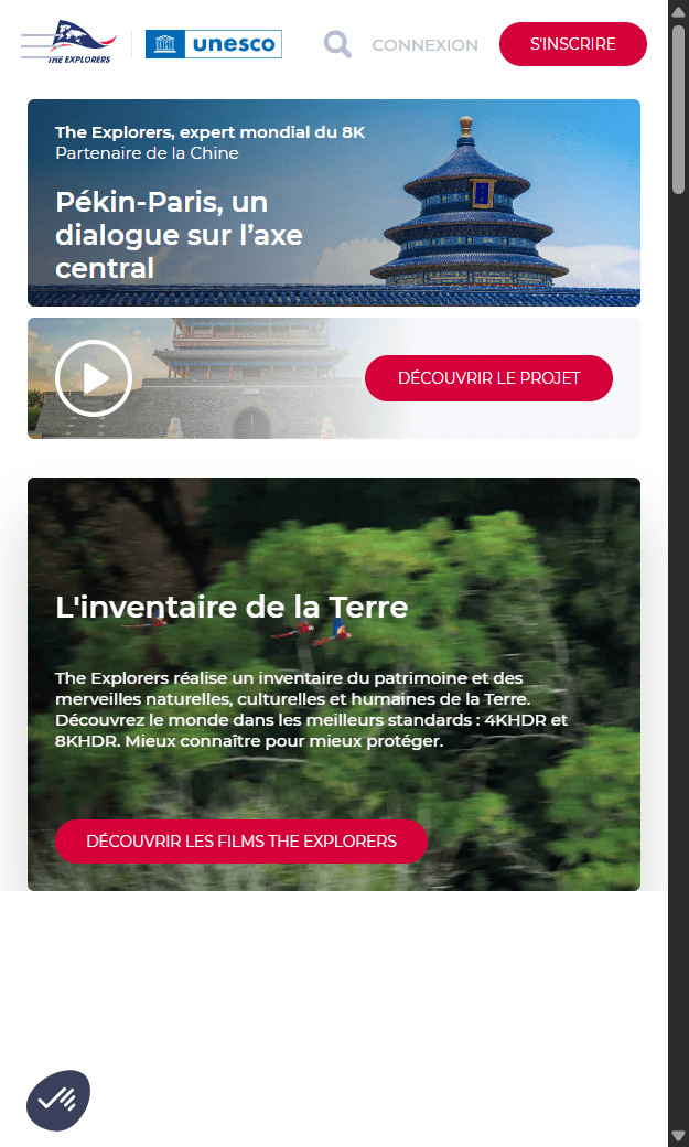 Aperçu mobile du site The Explorers