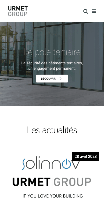 Aperçu mobile du site Urmet Group