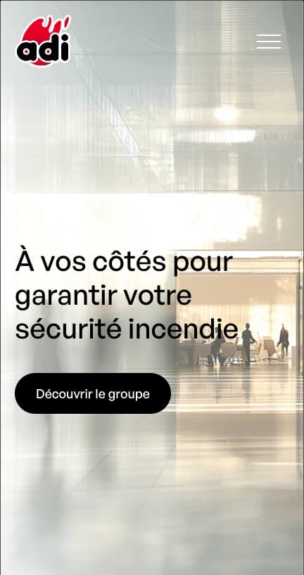 Aperçu mobile du site ADI Incendie