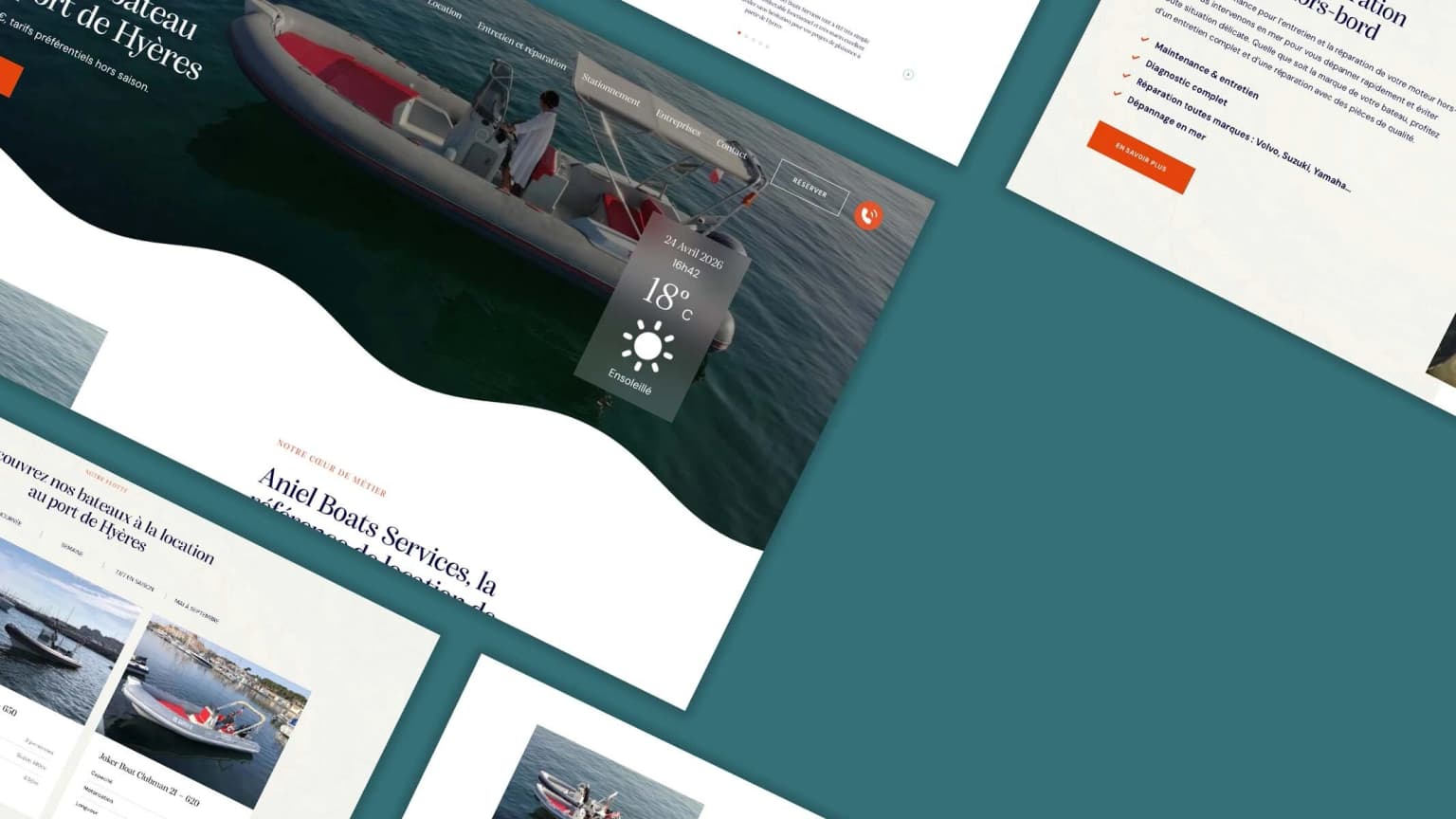 Aniel Boats Services — Site vitrine WordPress pour loueur de bateaux semi-rigides à Hyères