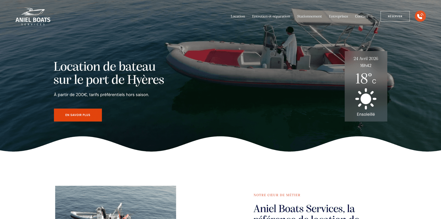 Aperçu desktop du site Aniel Boats Services