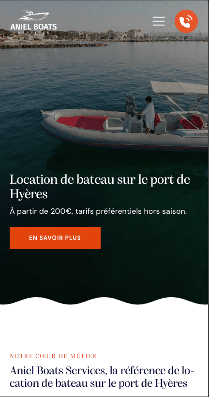 Aperçu mobile du site Aniel Boats Services