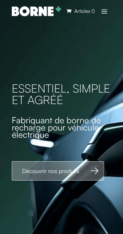 Aperçu mobile du site Borne+