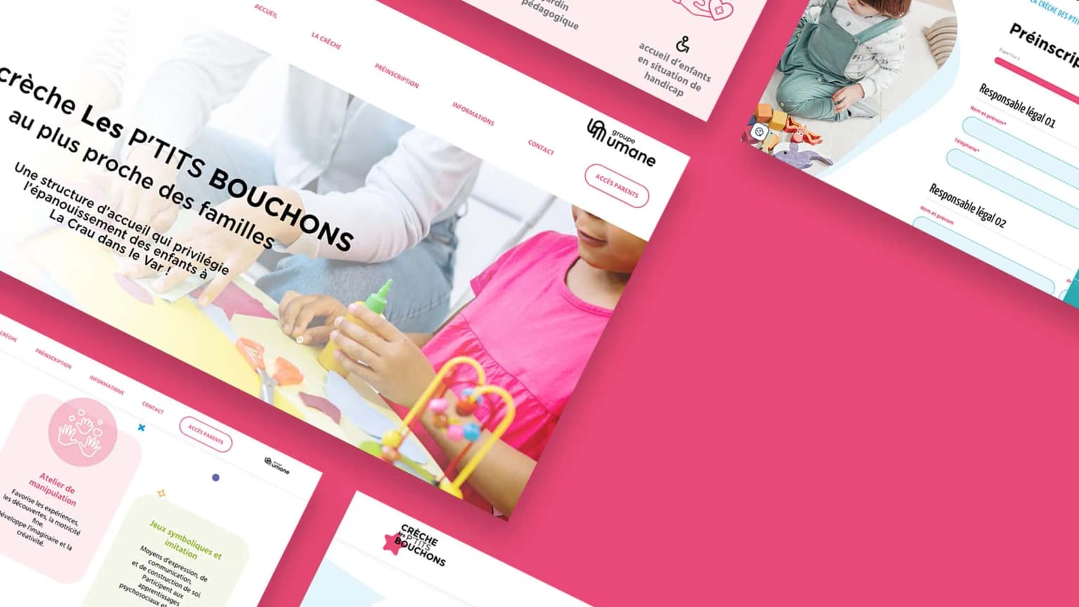 Crèche Les P'tits Bouchons — Site institutionnel pour crèche spécialisée avec pré-inscription