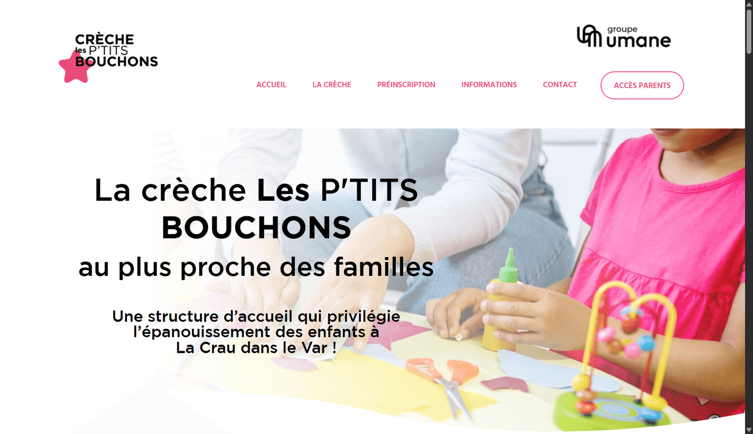 Aperçu desktop du site Crèche Les P'tits Bouchons
