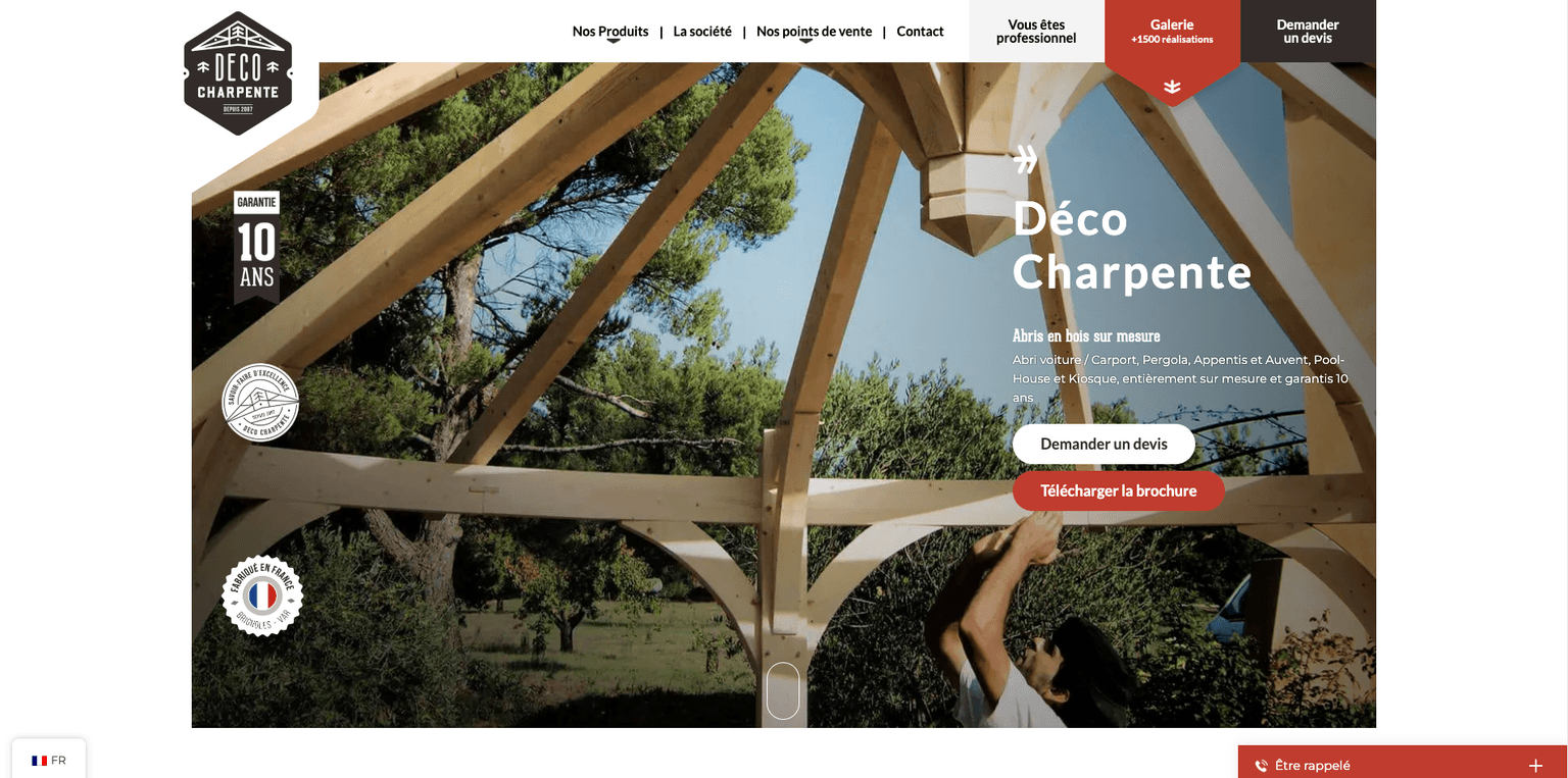 Aperçu desktop du site Déco Charpente