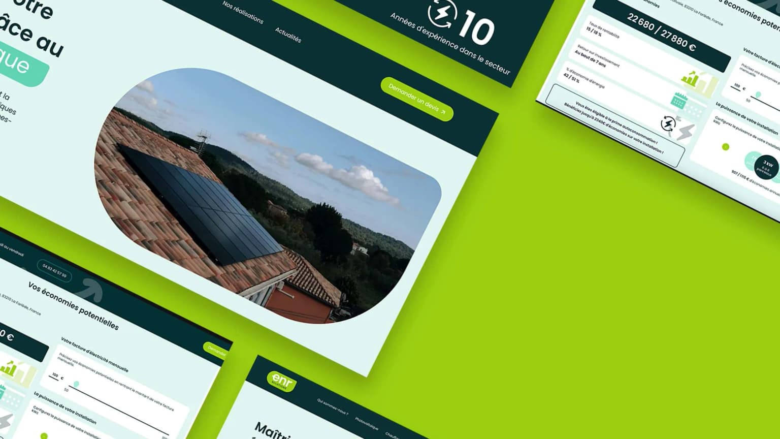 ENR Solutions — Site premium avec simulateur d'économies pour installateur photovoltaïque
