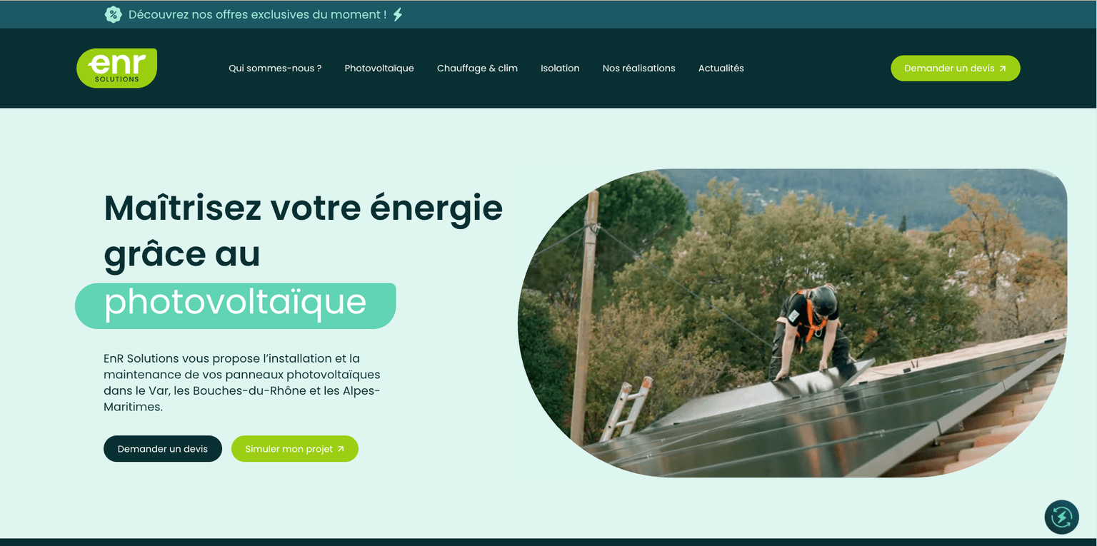 Aperçu desktop du site ENR Solutions