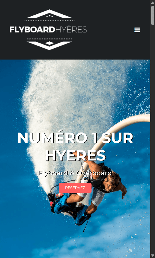 Aperçu mobile du site Flyboard Hyères