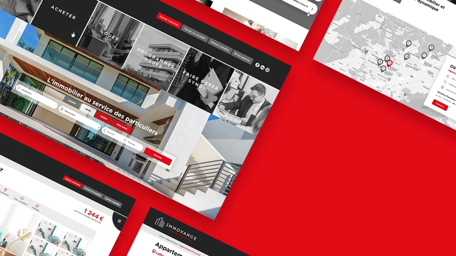 Immovance — Identité visuelle et site web pour réseau d'agences immobilières