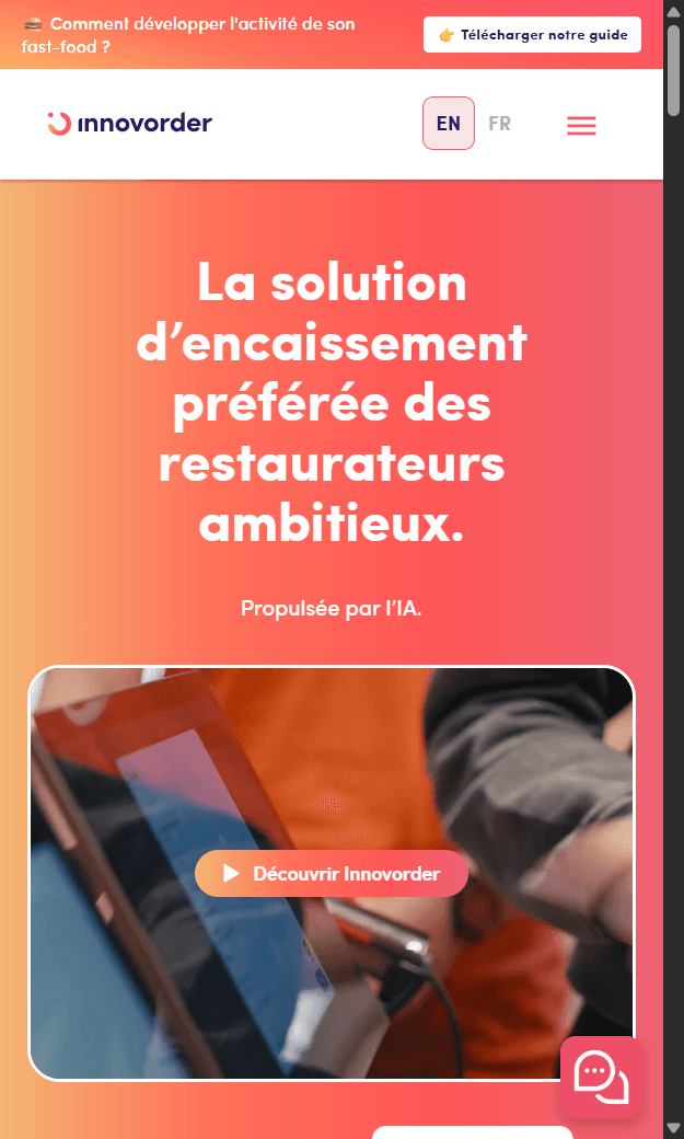 Aperçu mobile du site Innovorder