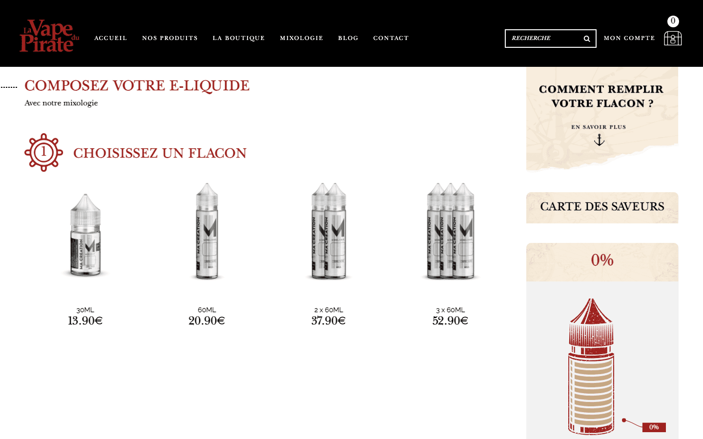La Vape du Pirate - Configurateur Mixologie