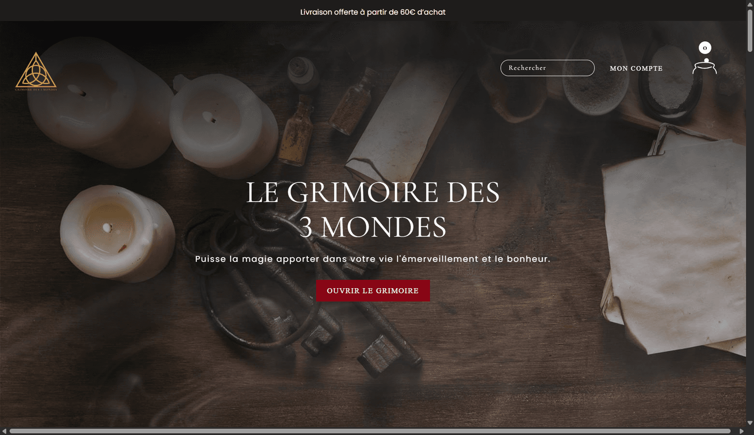 Aperçu desktop du site Le Grimoire des 3 Mondes