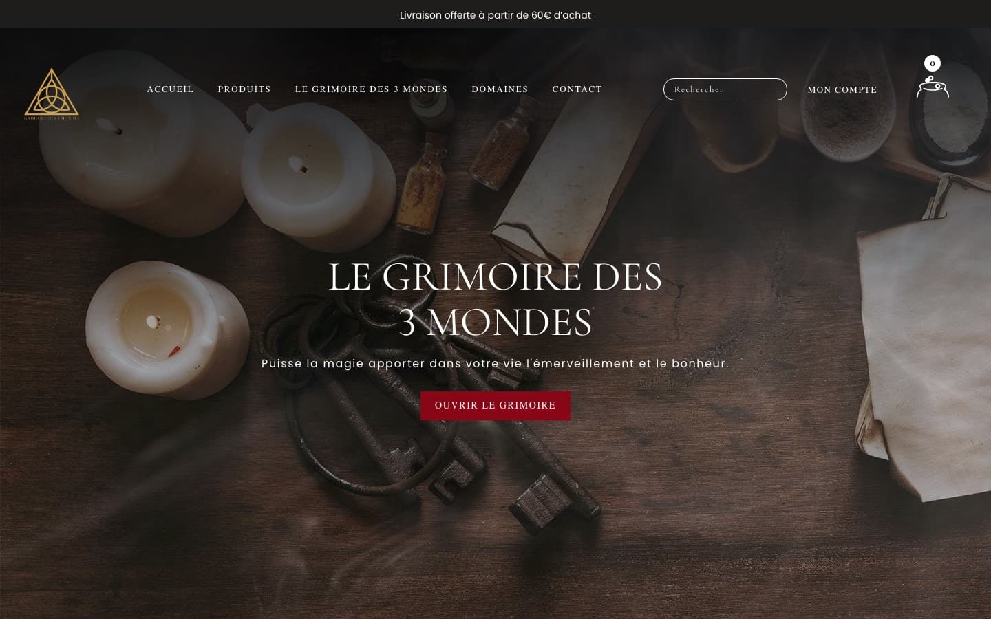 Le Grimoire des 3 Mondes - Page d'accueil
