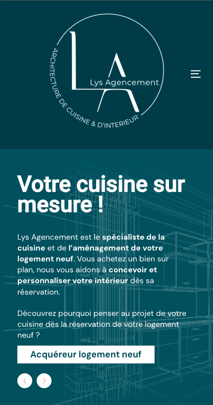 Aperçu mobile du site Lys Agencement