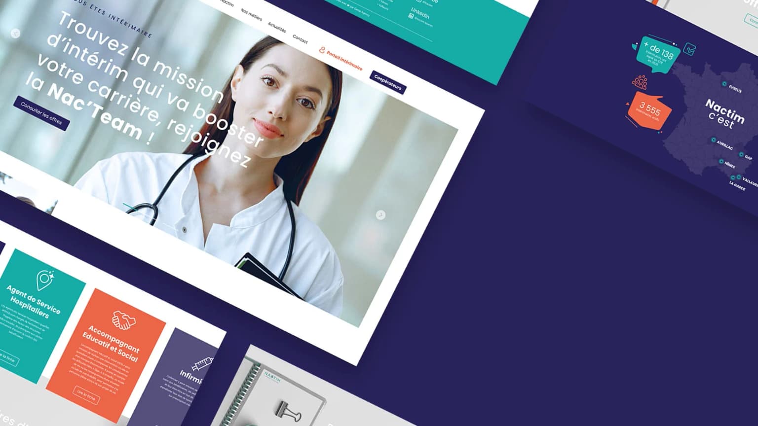 Nactim — Identité visuelle et site pour coopérative d'intérim médico-social