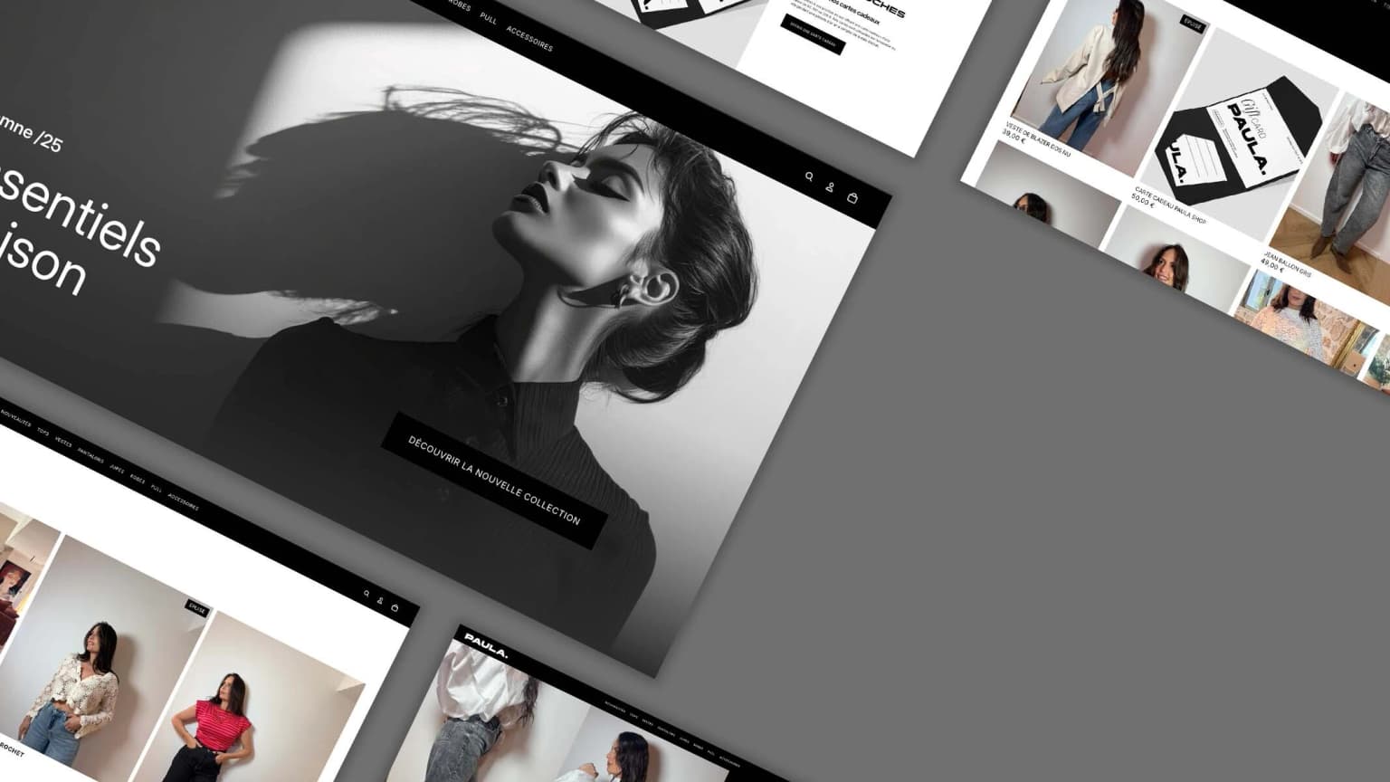 Paula Shop — Boutique PrestaShop avec scénographie par collection et look-completer pour prêt-à-porter féminin