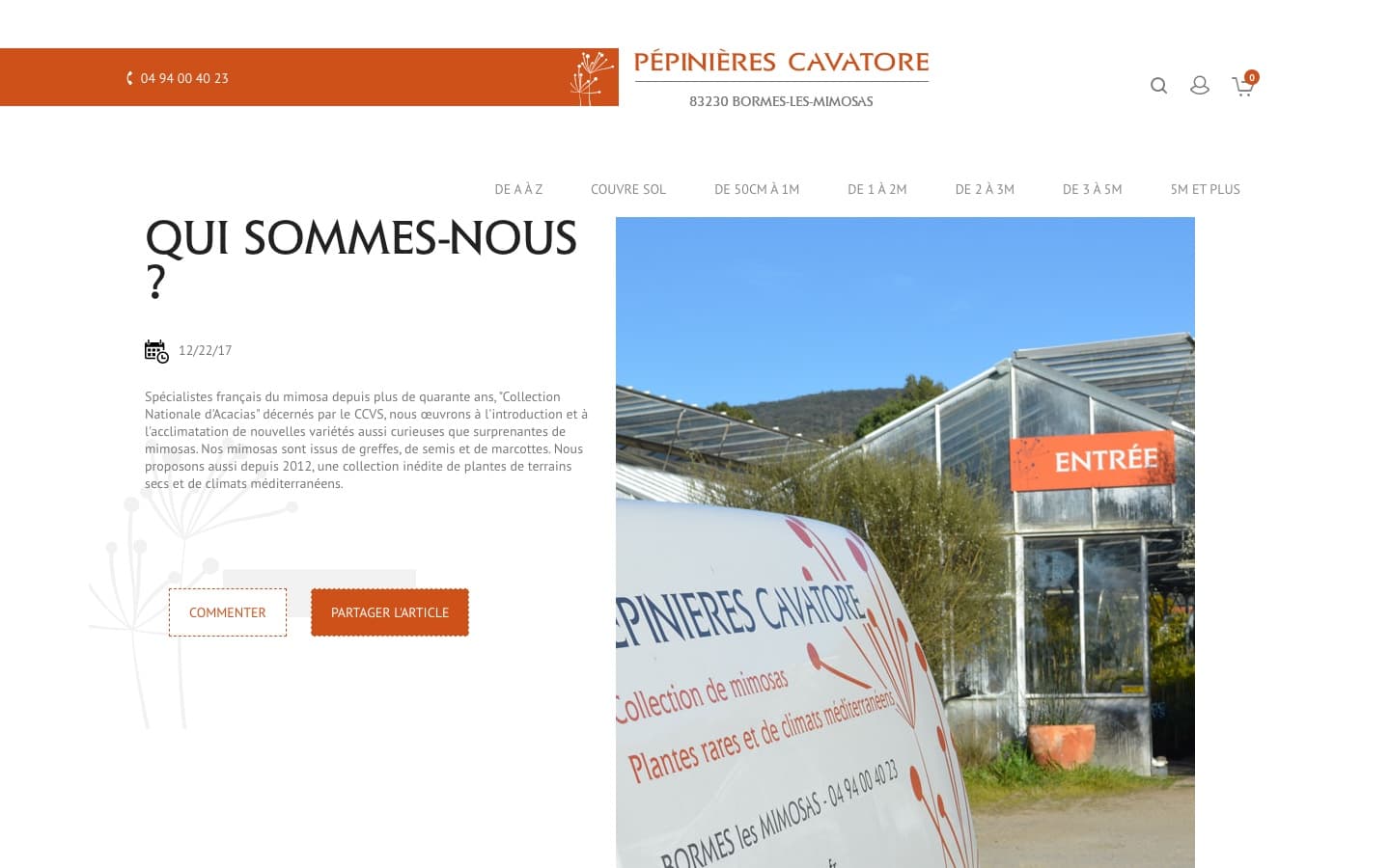Pépinières Cavatore - Fiche espèce et conseils de culture