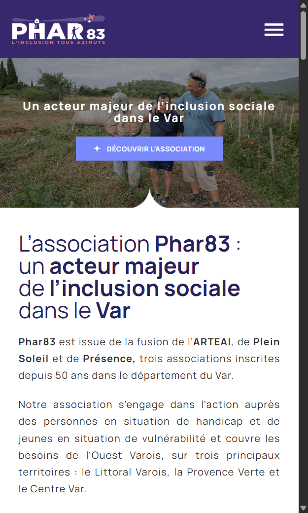 Aperçu mobile du site PHAR83
