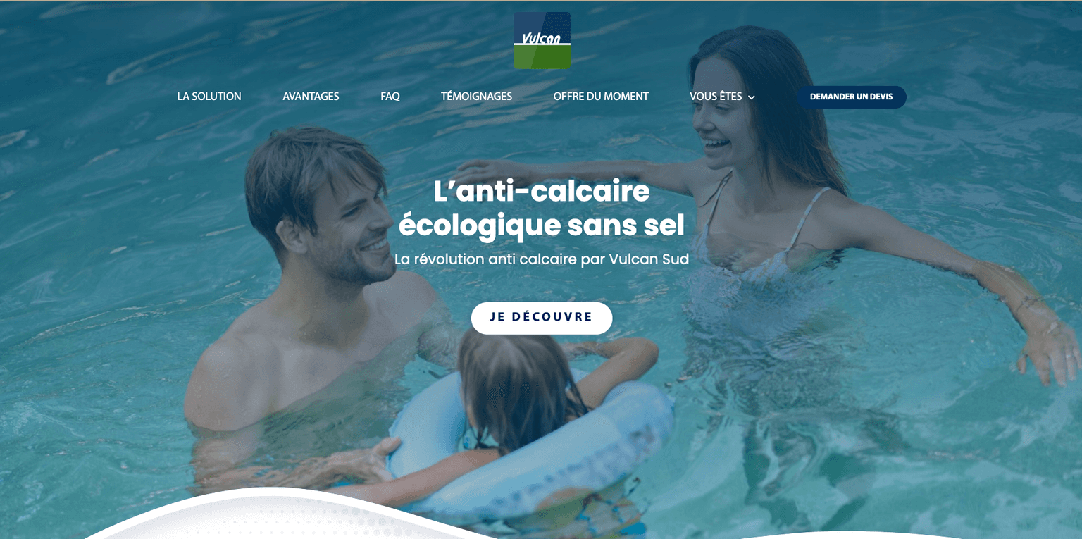 Aperçu desktop du site Vulcan Sud