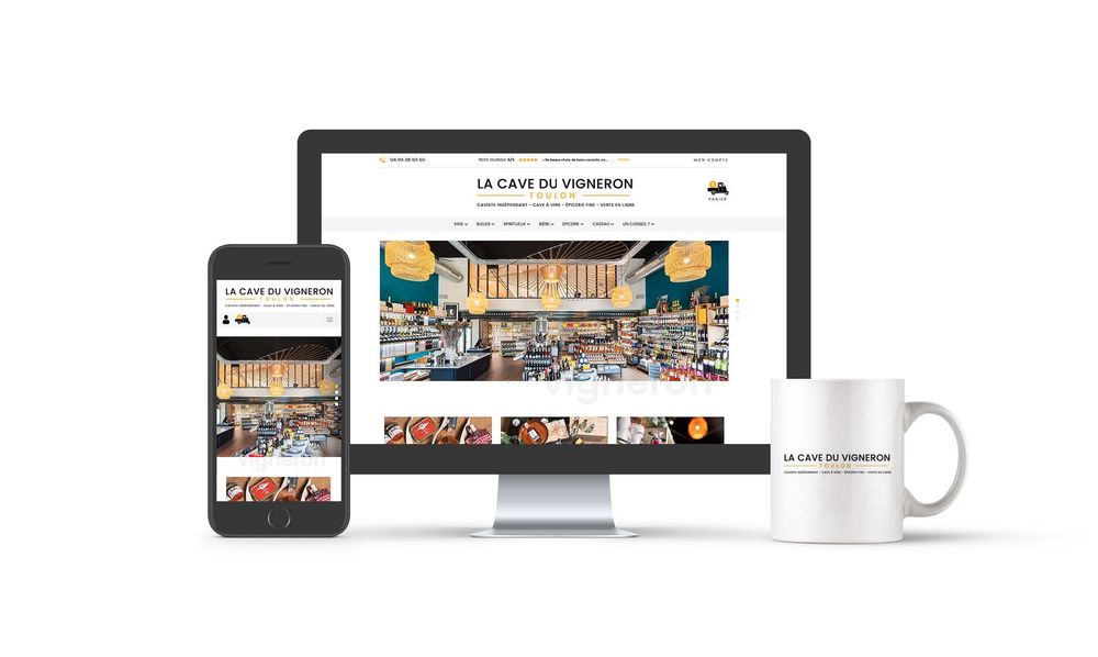 Image de la maquette du site web de la Cave du Vigneron, client de Getup Agency